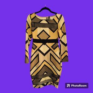 Fire Los Angeles Long Sleeve Geometric Dress Size M